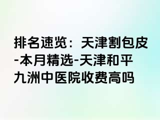 排名速览：天津割包皮-本月精选-天津和平九洲中医院收费高吗
